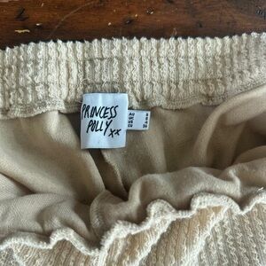 Princess Polly Cream Ribbed Elastic Waist Skirt